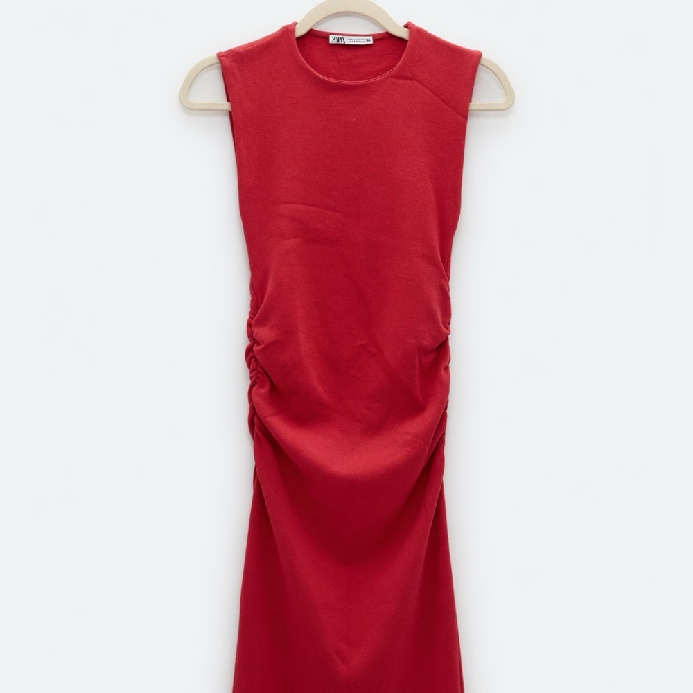 Zara | Ruched Sleeveless Midi Dress XS
